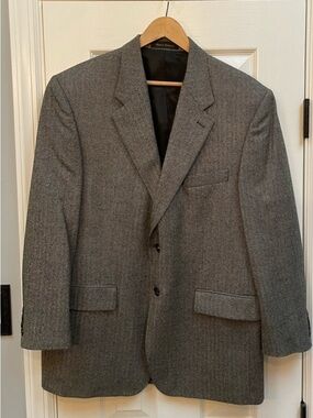 Chaps Herringbone Wool Blazer Mens 42R Vintage 90s Oversized Vibe